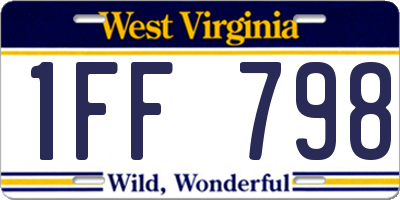 WV license plate 1FF798