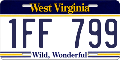 WV license plate 1FF799