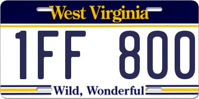 WV license plate 1FF800