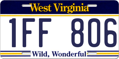 WV license plate 1FF806