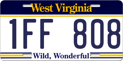 WV license plate 1FF808