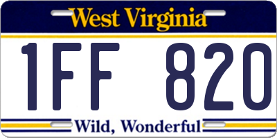 WV license plate 1FF820
