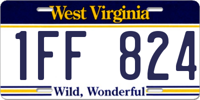WV license plate 1FF824