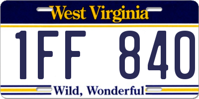 WV license plate 1FF840