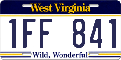 WV license plate 1FF841