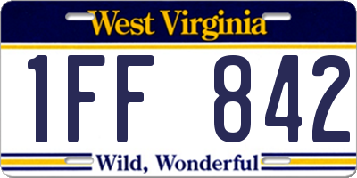 WV license plate 1FF842