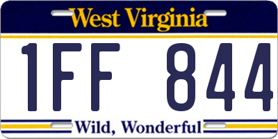 WV license plate 1FF844