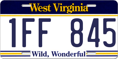 WV license plate 1FF845