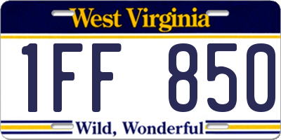 WV license plate 1FF850