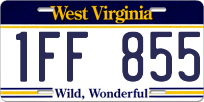WV license plate 1FF855