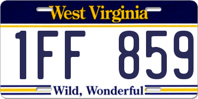 WV license plate 1FF859