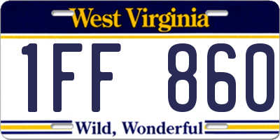 WV license plate 1FF860