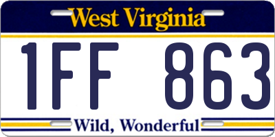 WV license plate 1FF863