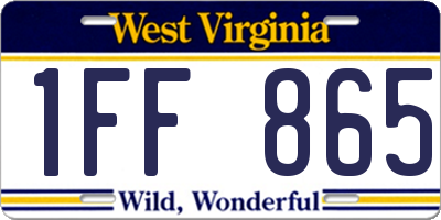 WV license plate 1FF865