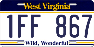 WV license plate 1FF867