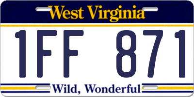 WV license plate 1FF871