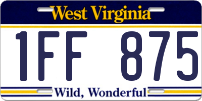 WV license plate 1FF875