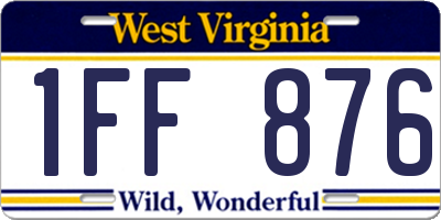 WV license plate 1FF876