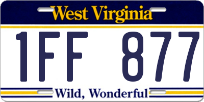 WV license plate 1FF877