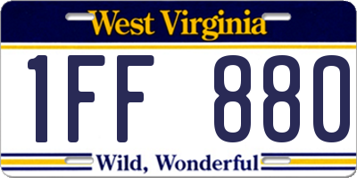 WV license plate 1FF880