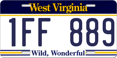 WV license plate 1FF889
