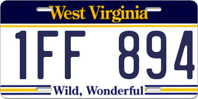 WV license plate 1FF894