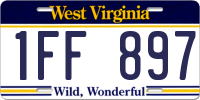 WV license plate 1FF897