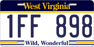 WV license plate 1FF898