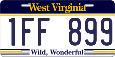 WV license plate 1FF899