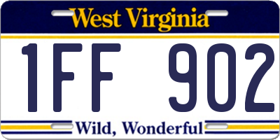 WV license plate 1FF902