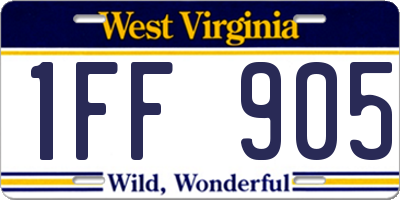 WV license plate 1FF905