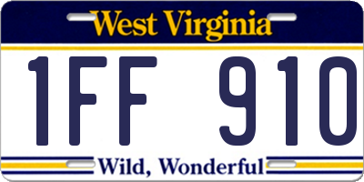 WV license plate 1FF910
