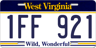 WV license plate 1FF921