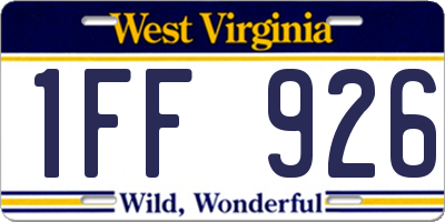 WV license plate 1FF926