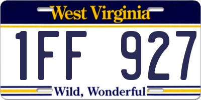 WV license plate 1FF927