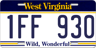 WV license plate 1FF930