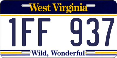 WV license plate 1FF937