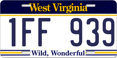 WV license plate 1FF939
