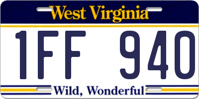 WV license plate 1FF940