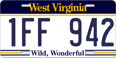 WV license plate 1FF942