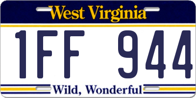 WV license plate 1FF944