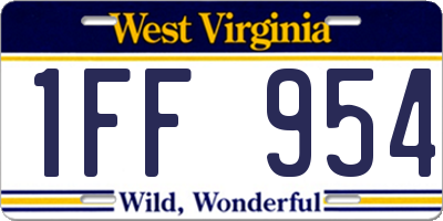 WV license plate 1FF954