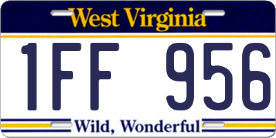 WV license plate 1FF956