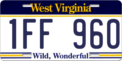 WV license plate 1FF960