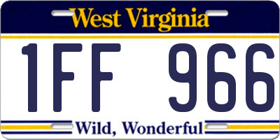 WV license plate 1FF966