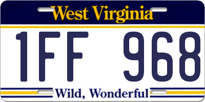 WV license plate 1FF968