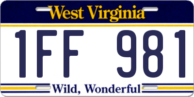 WV license plate 1FF981