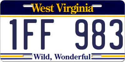 WV license plate 1FF983