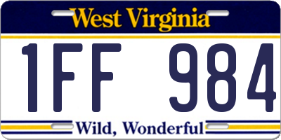 WV license plate 1FF984