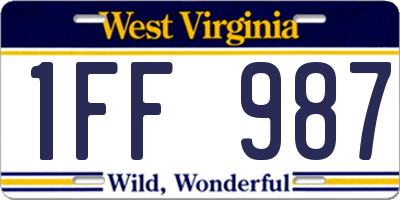 WV license plate 1FF987
